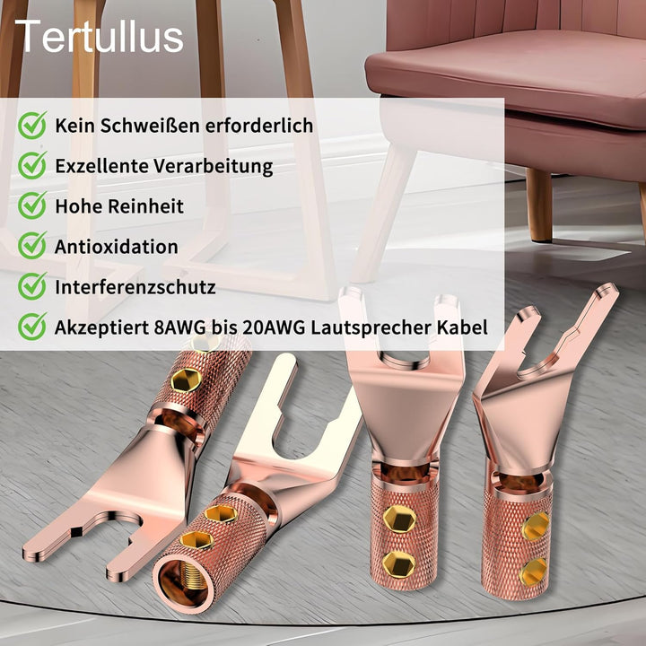 Tertullus 8 Stück Reines Kupfer HiFi Kabelschuhe Lautsprecher Schrauben High End Y-Stecker kabelschu