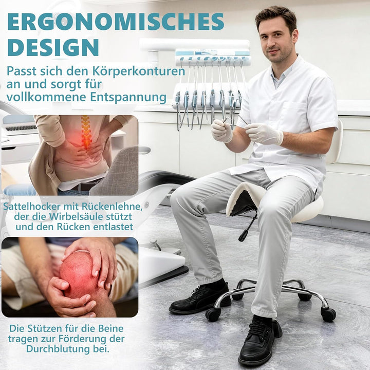 Mingone Sattelhocker Ergonomischer Arbeitshocker 360° Drehbarer Hocker Höhenverstellbarer Bürohocker
