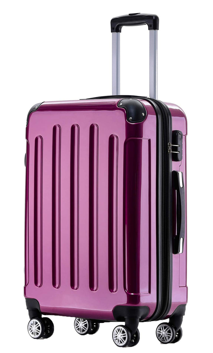 BEIBYE Zwillingsrollen 2048 Hartschale Trolley Koffer Reisekoffer Taschen Gepäck in M-L-XL-Set (Lila