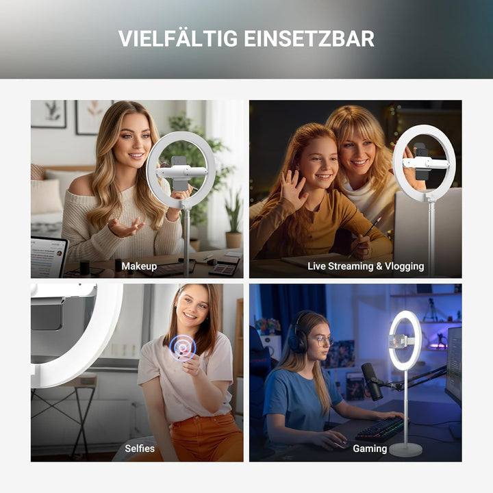 NEEWER Entry Level Version 10" 7W LED Selfie Ringlicht mit Tischständer/Phone Holder/3 Modi CRI85+ 3