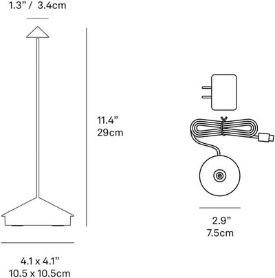 Zafferano Pina Pro, Kabellose wiederaufladbare LED-Tischlampe, Touch-Dimmer 2700K, IP54 für den Inne