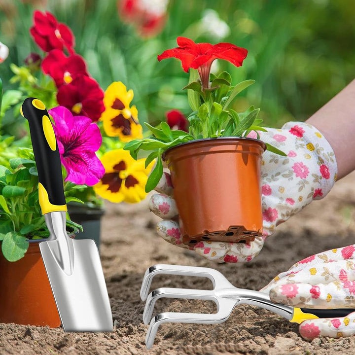 Gartenwerkzeug Set, 5 Stücke Gartengeräte Set aus Aluminiumguss, Gartenset Werkzeug, Gartenwerkzeug-