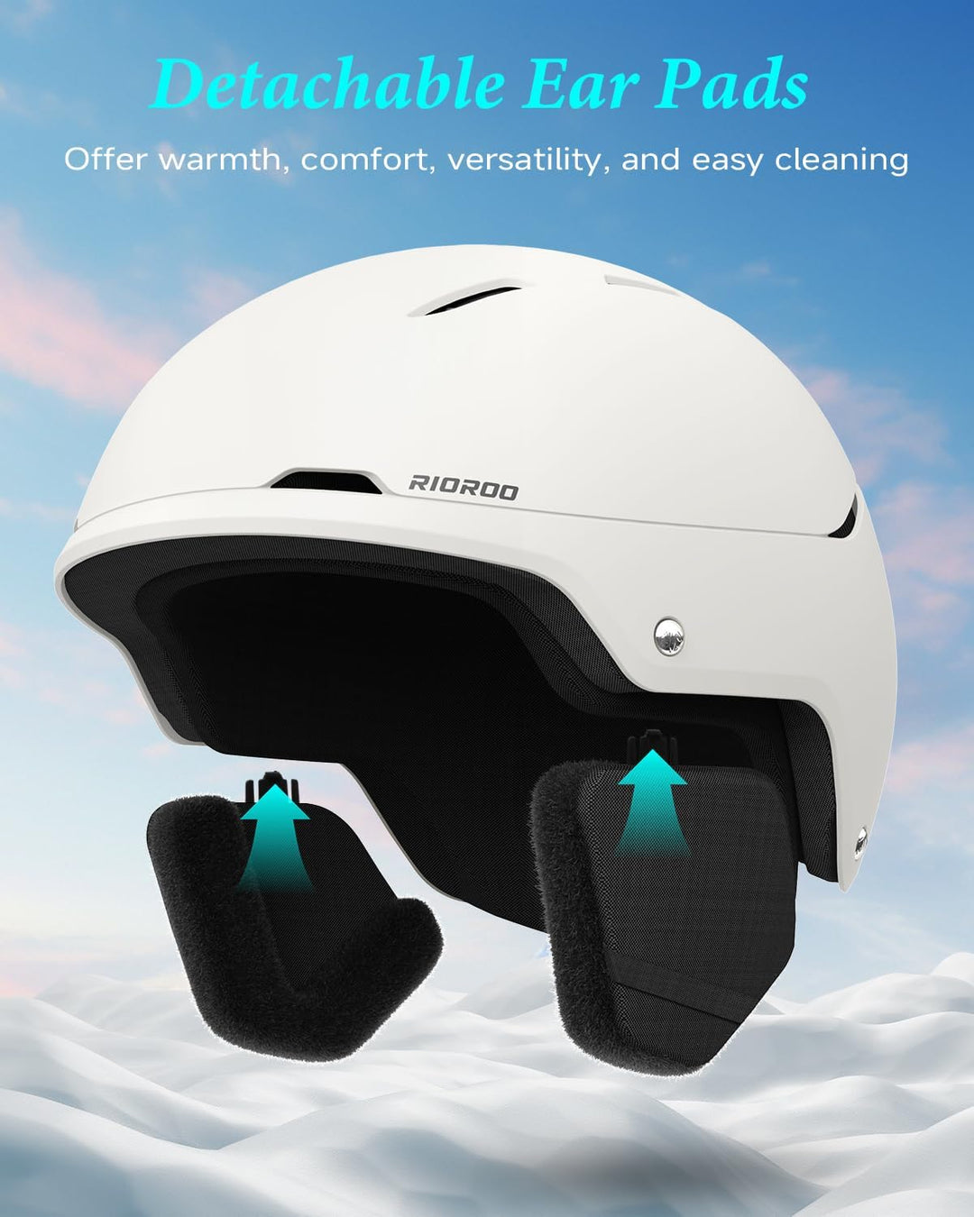 RIOROO Skihelm, Skihelme Herren Damen Jugendliche Grössenverstellbar,Warme Flusen-Ohrpolster Snowboa