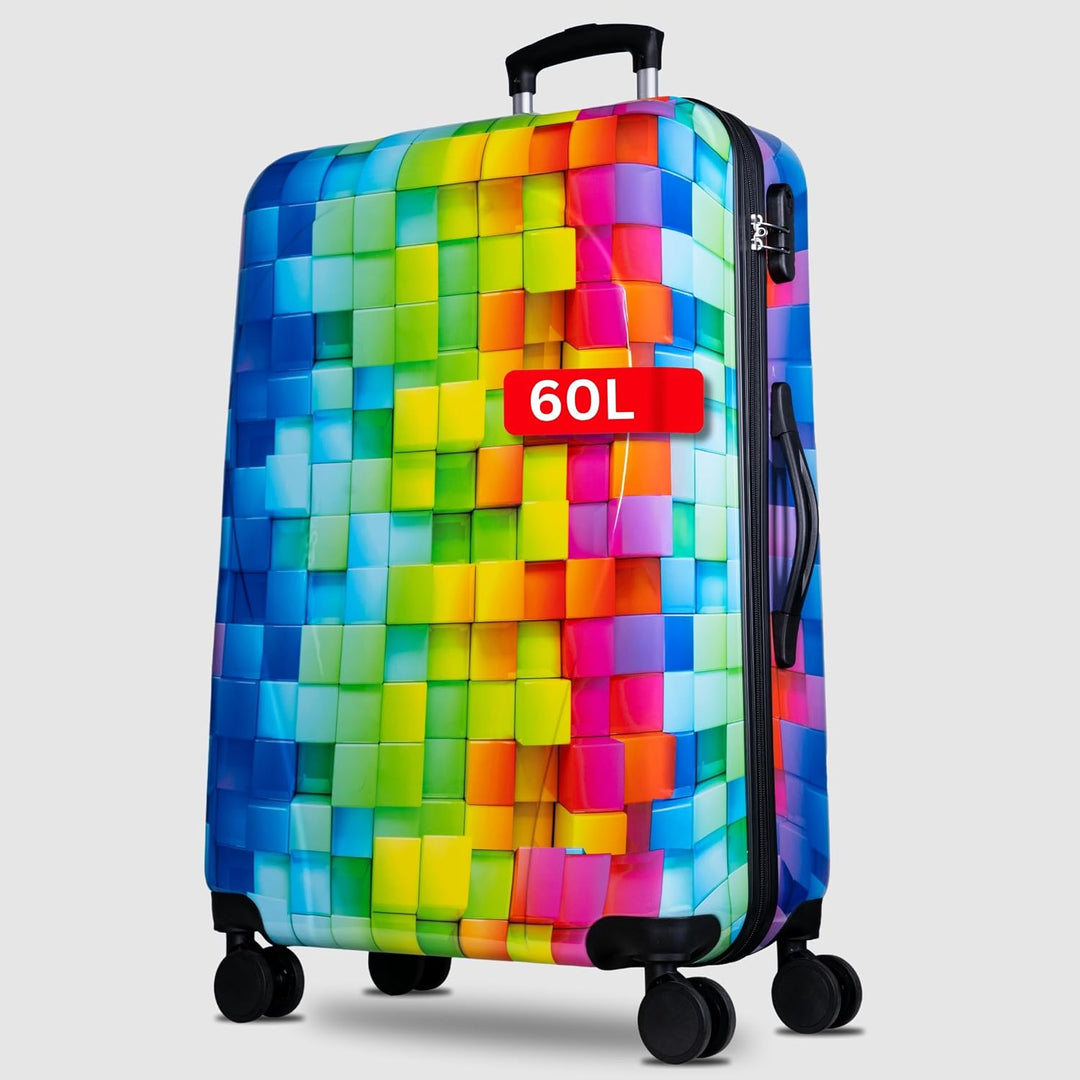 NOWI Hartschalenkoffer Mittelgross – 68L Volumen – 8 Rollen 360° drehbar – Leichter ABS Koffer mit Z