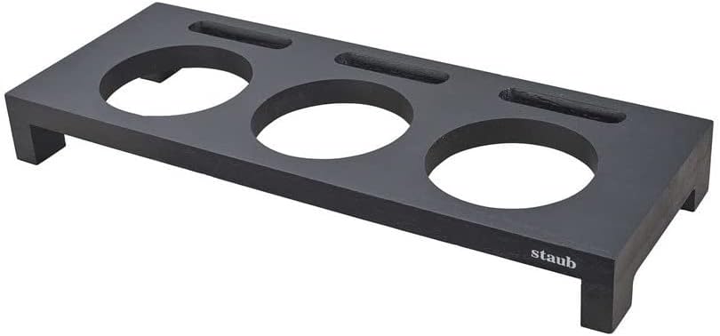 Staub 40509-374-0 Servierbrett, für 3 Mini Cocottes, Schwarzes Holz, 42 x 16 x 5 cm 42 x 16 x 5 cm S