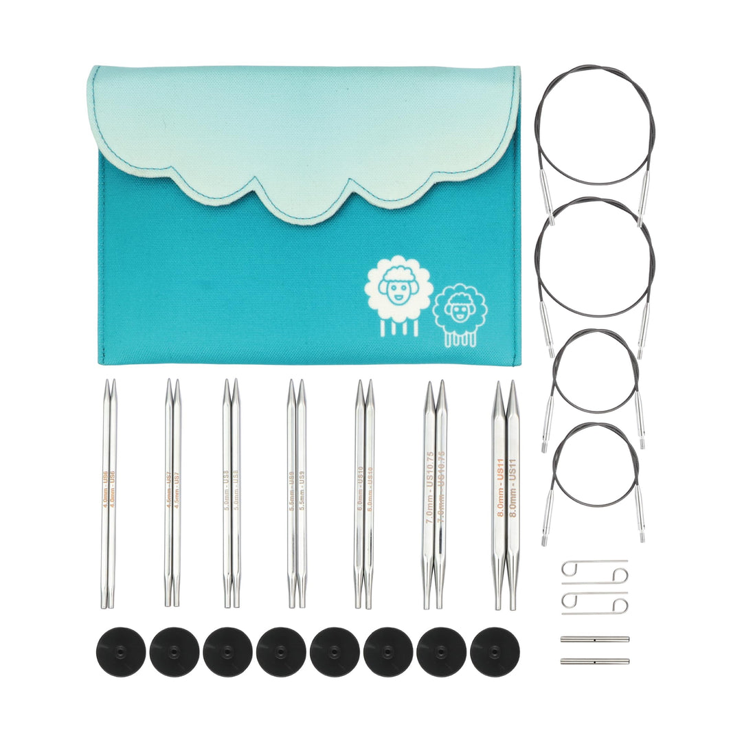 KnitPro austauschbare Rundstricknadelspitzen Deluxe-Set – Nova Cubics (4,00–8,00 mm), Nova Cubics