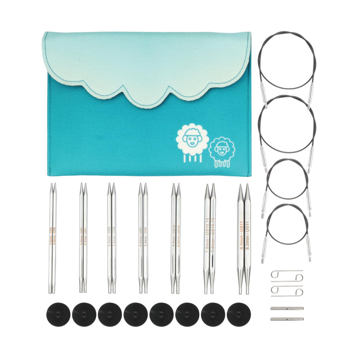 KnitPro austauschbare Rundstricknadelspitzen Deluxe-Set – Nova Cubics (4,00–8,00 mm), Nova Cubics