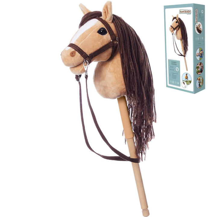 HOPPIHORSE Steckenpferd mit Trense - A4 - Hobby Horse mit Zügeln, Schultergurt, Schweif - hochwertig