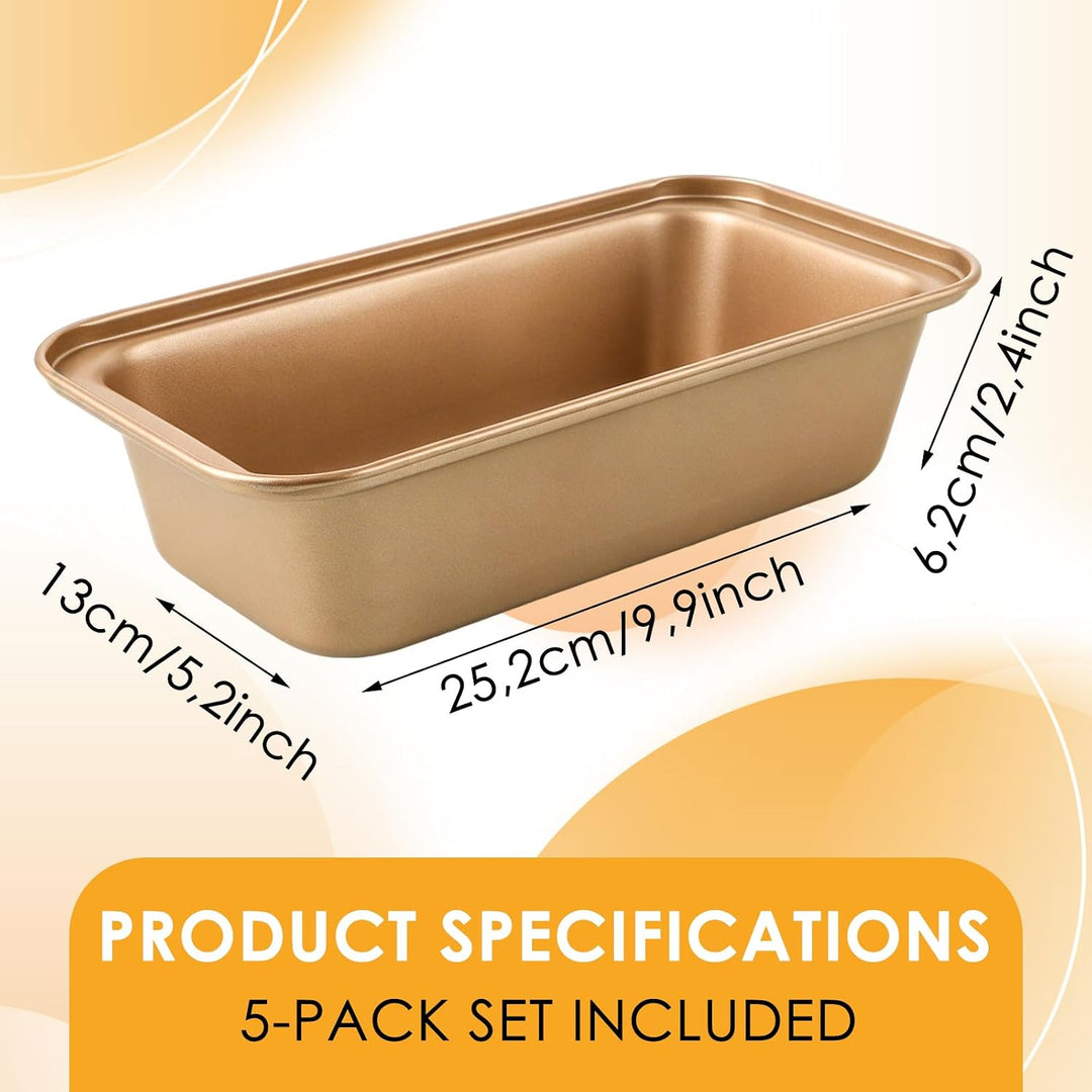 5 Stück Brotbackform Rechteckig Antihaft 25,2x13x6,2 cm | Kastenform Kohlenstoffstahl für Toast Kuch
