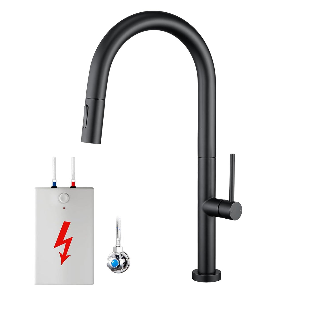 Niederdruck Armatur Küche Schwarz, Wasserhahn Küche 2 Strahlarten,360° Drehbar Niederdruck Küchenarm