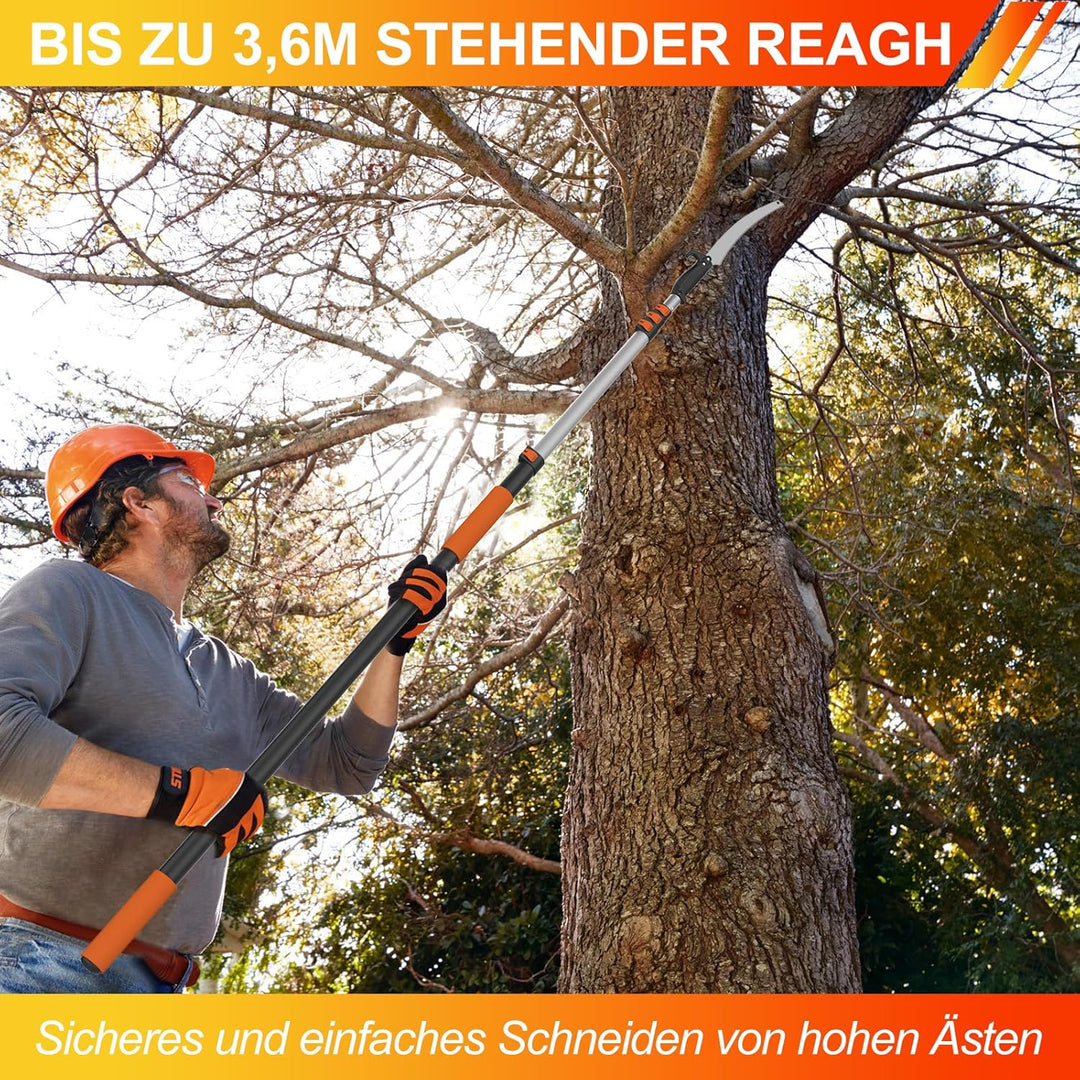 3,6m Astsäge Teleskop für Baumbeschneidung, Säge mit 1-3,6m Teleskopstange Manuelle hochentaster, Ba