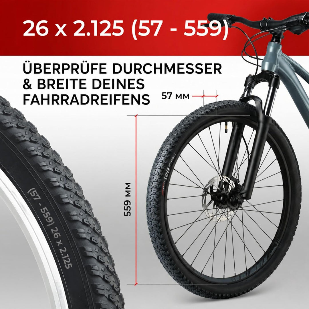 Fincci Fahrradreifen 26 x 2.125 Zoll 57-559 Fahrradmantel Faltbar Reifen für MTB Mountainbike Hybrid
