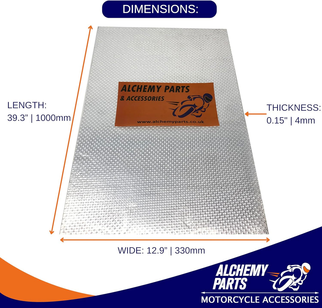 2 X Hitzeschutz Selbstklebend Auspuff oder Motor Aluminium Reflektierend Blatt 100cm x 33cm Ideal fü