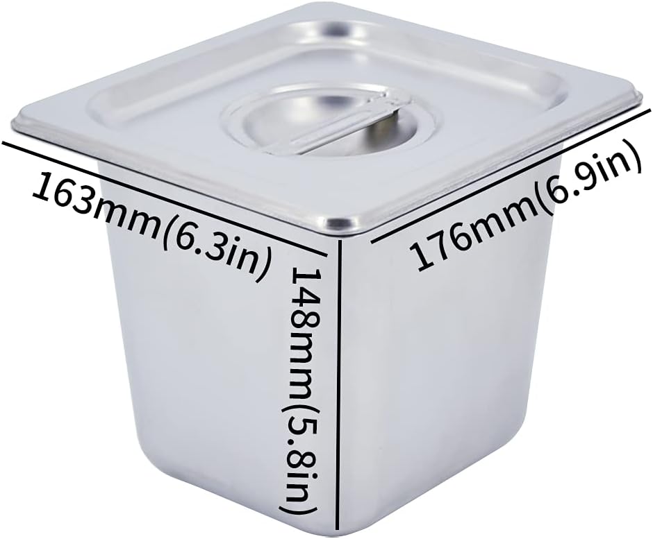 MOOTACO Elektrischer Wasserbad aus Edelstahl, Buffet, 4 x 1/6 mit Deckel, einstellbare Temperatur 30