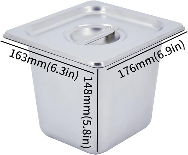 MOOTACO Elektrischer Wasserbad aus Edelstahl, Buffet, 4 x 1/6 mit Deckel, einstellbare Temperatur 30