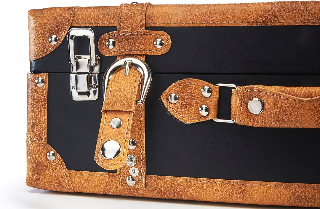 Kobolo Dekokoffer Koffer Vintage Retro - MDF mit Kunstlederüberzug - braun - Metallschliessen
