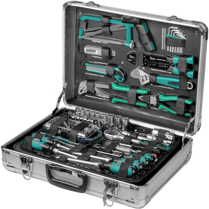 Brüder Mannesmann 124-tlg. Werkzeugsatz im Alukoffer, Silber, M29072 Single, Single