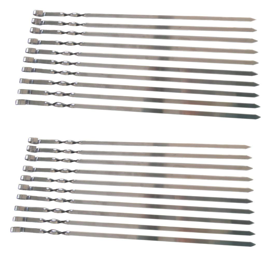 rukauf 20 hochwertige Grill-Spiesse aus Edelstahl 60cm -1cm Breit - solide 2mm Stärke/Dicke 20x 60cm