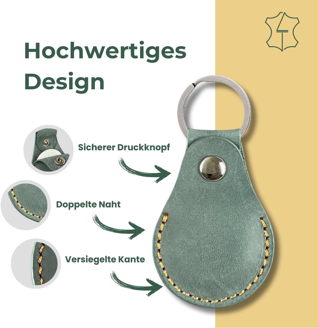Airtag Anhänger ECHT-Leder in türkis, Schlüsselanhänger aus Leder, Airtags Hülle kompatibel mit Appl