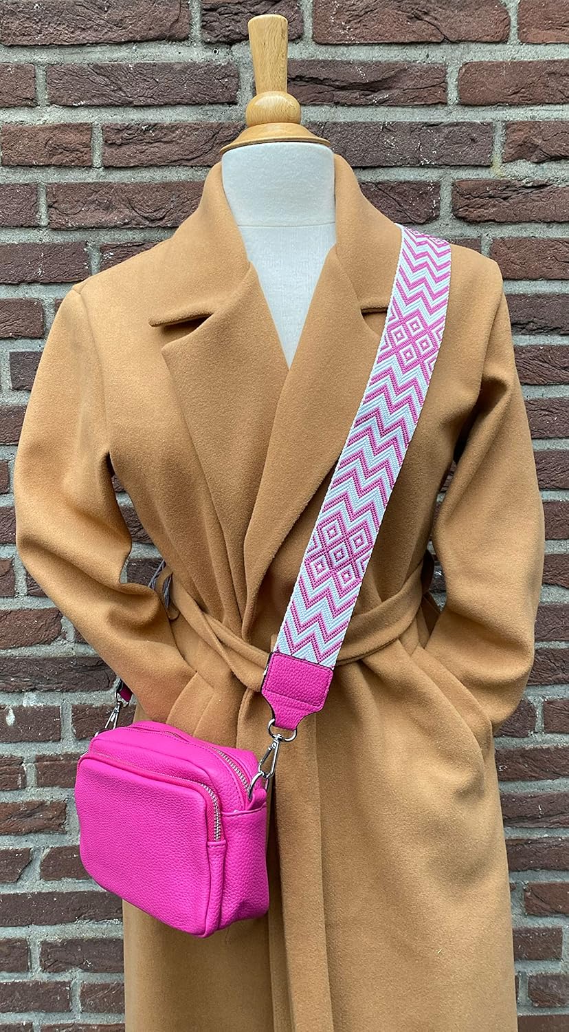 stylx Crossbody Bag Damen Leder Breiter Gurt Handtasche Umhängetasche Moderne Taschen mit breitem Sc