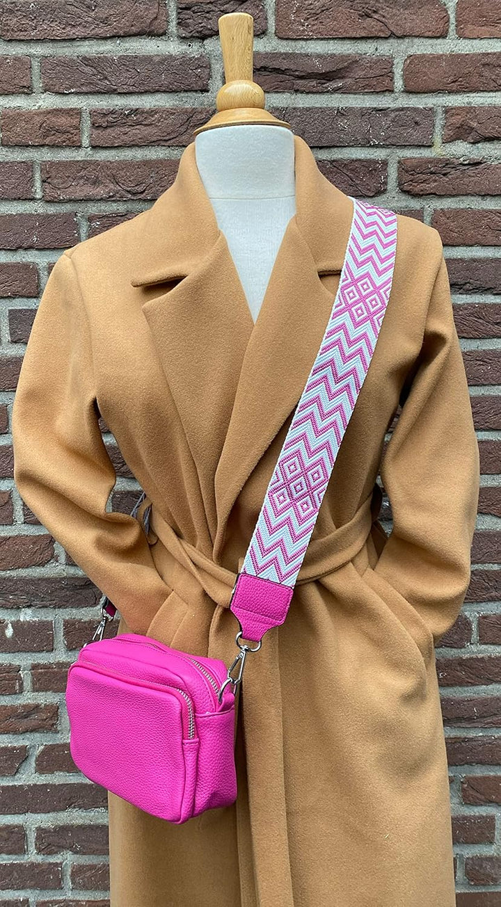 stylx Crossbody Bag Damen Leder Breiter Gurt Handtasche Umhängetasche Moderne Taschen mit breitem Sc