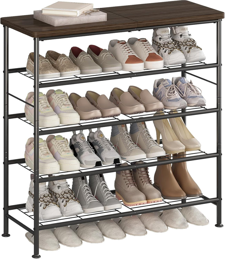 Schuhregal mit 4 Ebenen,Schuhregale aus Hochleistungsmetall mit MDF-Platte,Geeignet für Eingänge,Sch