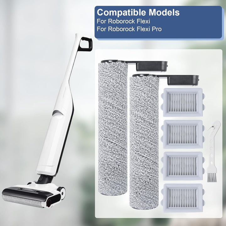 Bürstenrolle Filter Ersatzteile für Roborock Flexi/Flexi Pro Nass-Trocken-Sauger Zubehör (2 Bürstenr