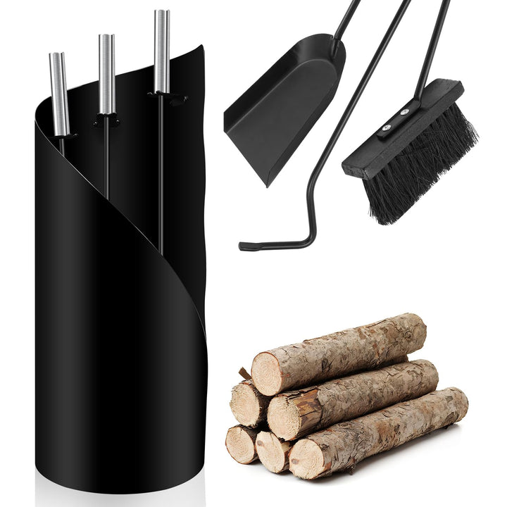 Kaminbesteck Set 4 teilig Kaminzubehör mit praktischer Kaminaufbewahrung für Küche Haushalt Wohnen W