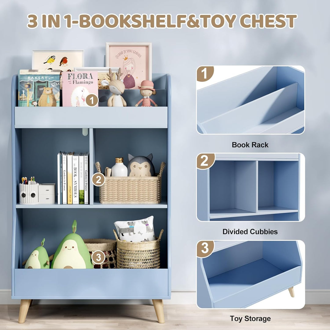MAMIZO Kinderregal 94×62×34cm, Bücherregal Kinder, Spielzeugregal Kinderregal, Kinderzimmerregal, Sp