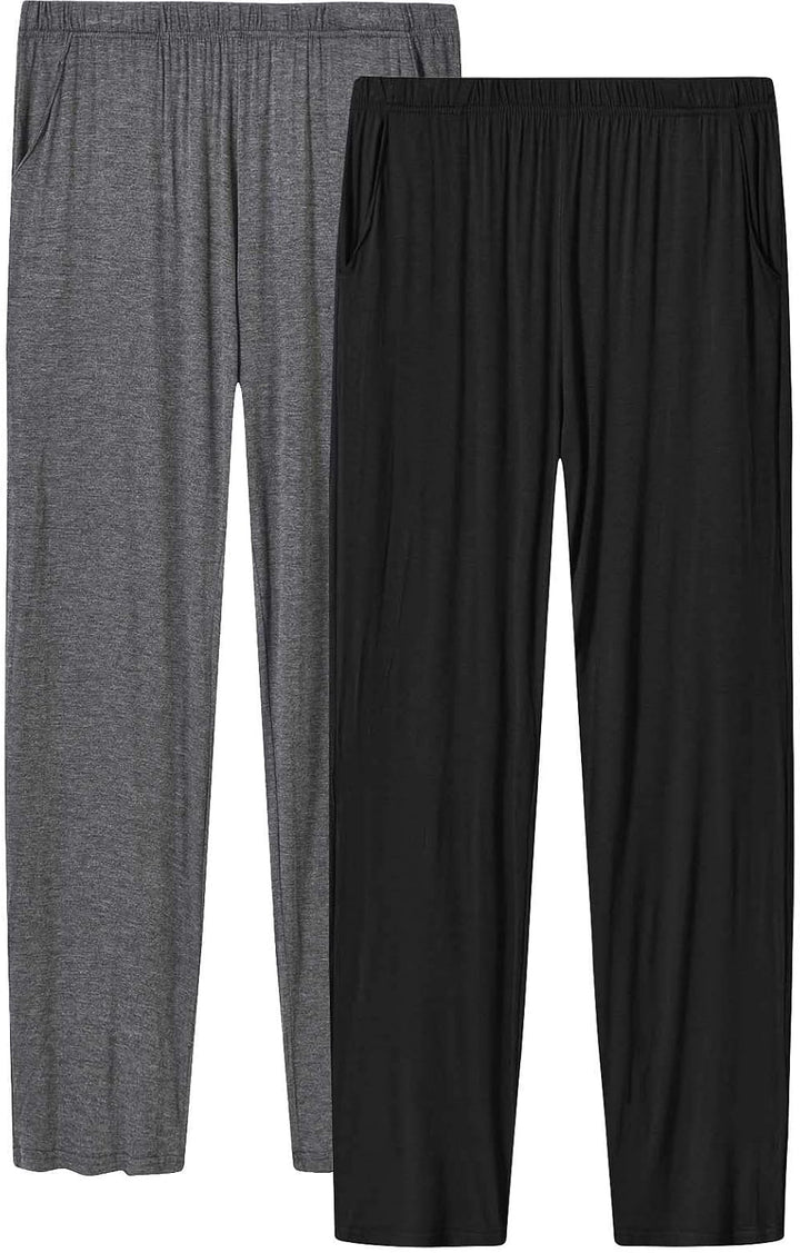 MoFiz Damen Schlafanzughose Lang Schlafhose Modal Nachtwäsche Weich Pyjamahose XS Dunkelgrau + Schwa