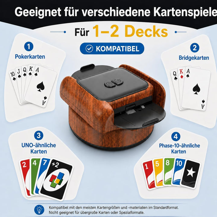 Kartenmischmaschine Elektrische, USB Kartenmischer mit Akku 1200mah | Automatischer Mischmaschine Ka