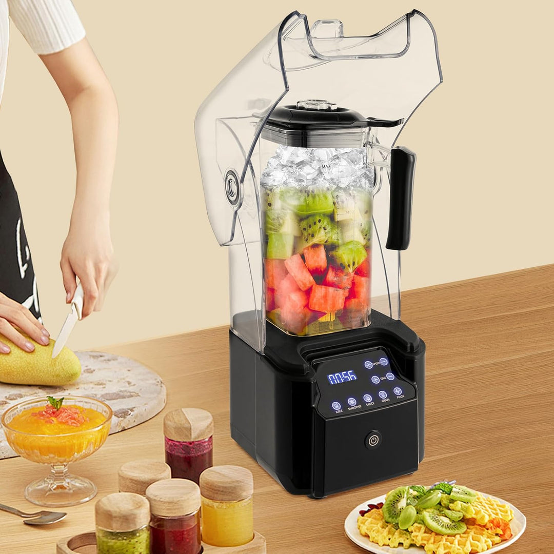Schalldichter Standmixer Blender, 2200W 2.2L Hochleistung Smoothie mit 9-stufiger Drehzahlregelung u