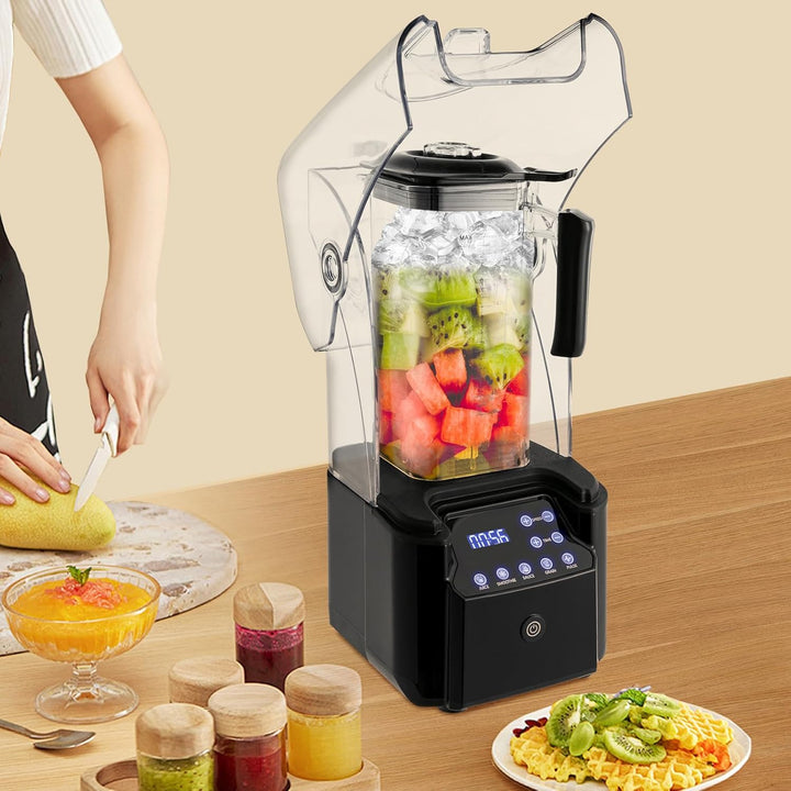 Schalldichter Standmixer Blender, 2200W 2.2L Hochleistung Smoothie mit 9-stufiger Drehzahlregelung u