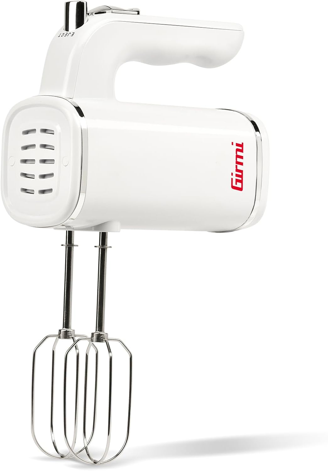Girmi SB04 Handmixer, 150W, Turbo, 5 Stufen, Edelstahlbesen & Knethaken, Weiss, Weiss