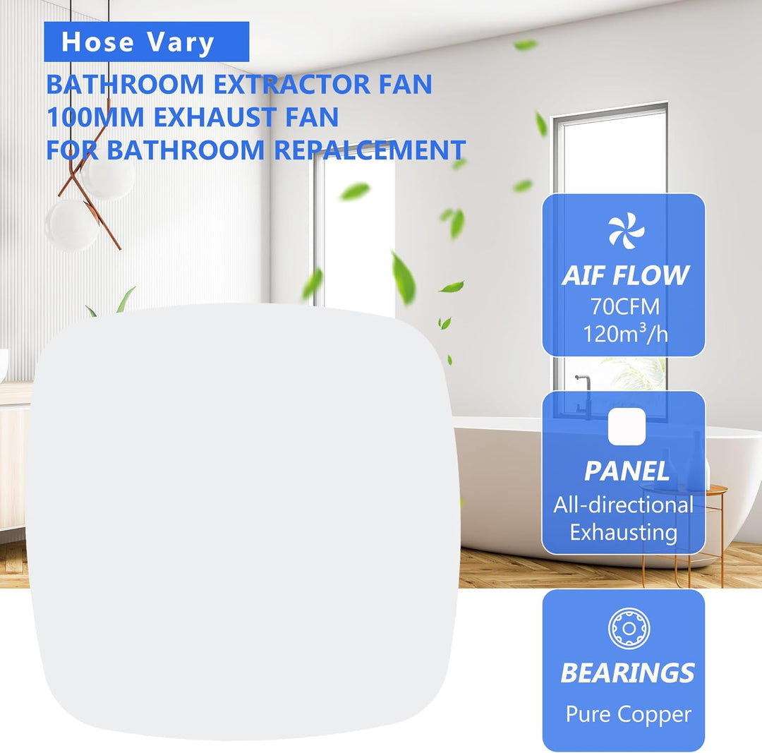 100mm Badlüfter Abluftventilator | Wandventilator Abluftventilator mit Rückstauklappe, EU-Stecker fü