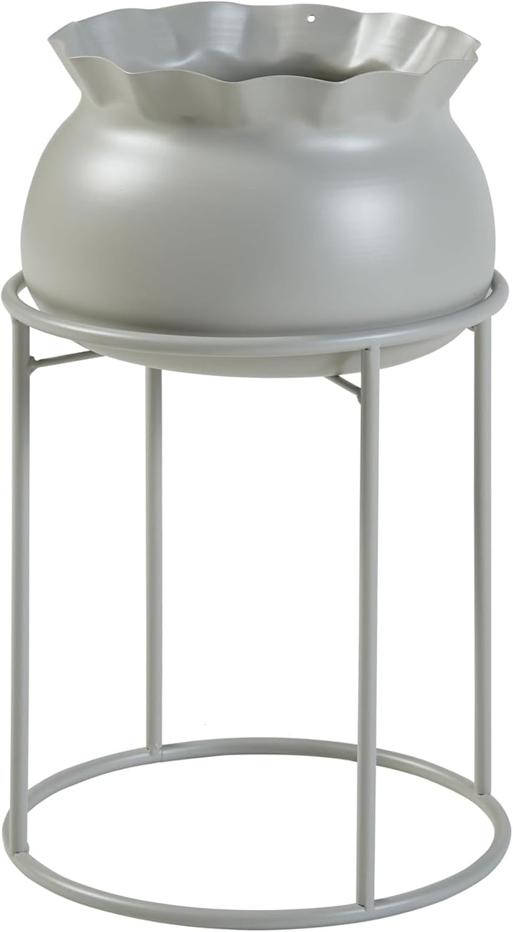 [en.casa] Blumenständer Assen Pflanzenständer mit Blumentopf Metall Hellgrau Pflanzenregal 38 x 23,5