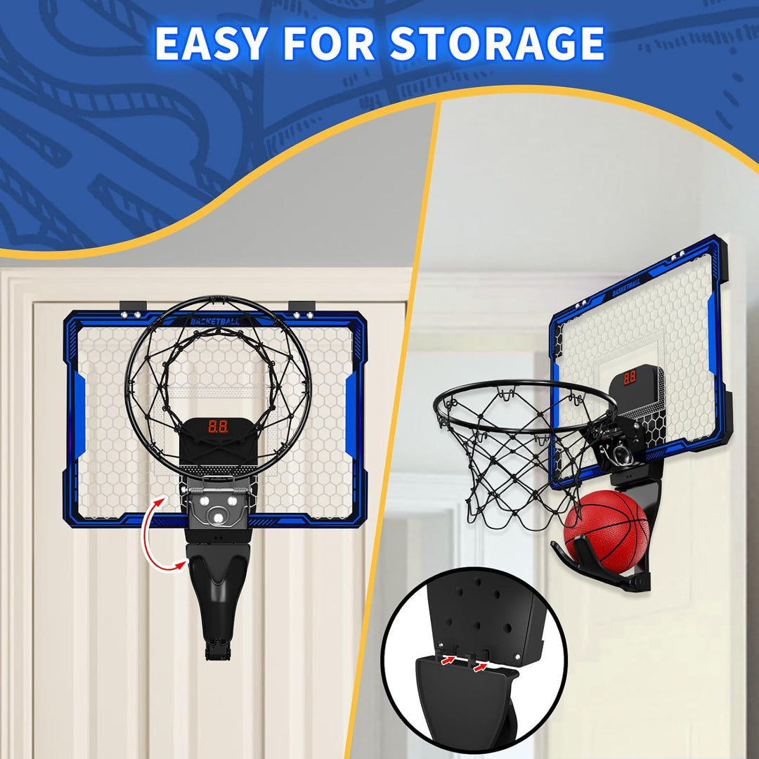 HYES Mini Basketballkorb mit 7 Beleuchtung für Kinder, Basketballkorb mit 3 Modi, Elektronischer Anz
