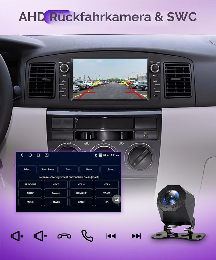 Rimoody 4G+64G Android Autoradio für Toyota Corolla E120 E130 2000-2007 BYD F3 2006-2013 mit Wireles