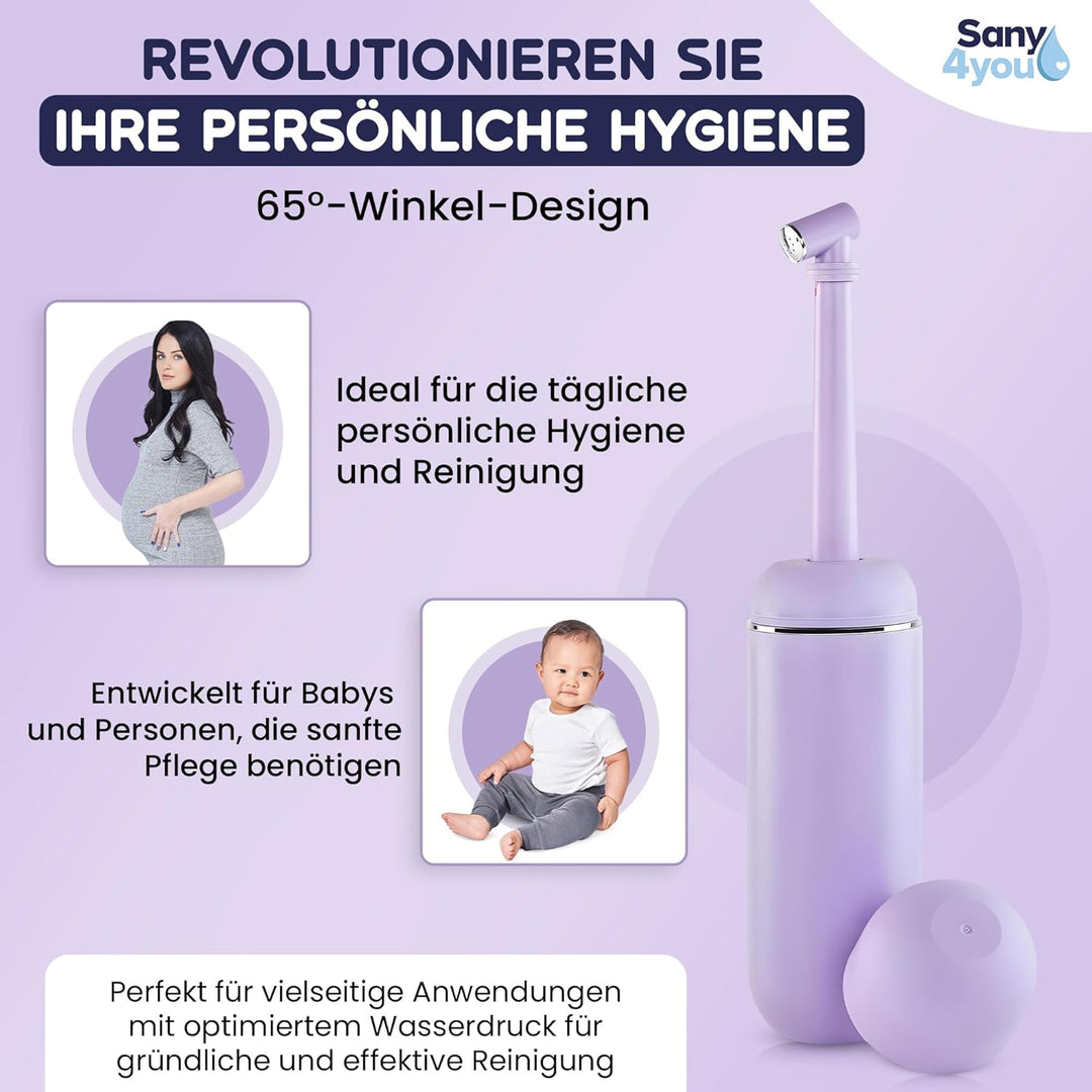 Die moderne Po-Dusche perfekt für unterwegs und zu Hause mit Travel Bag | 380ml | Tragbares Reise Bi