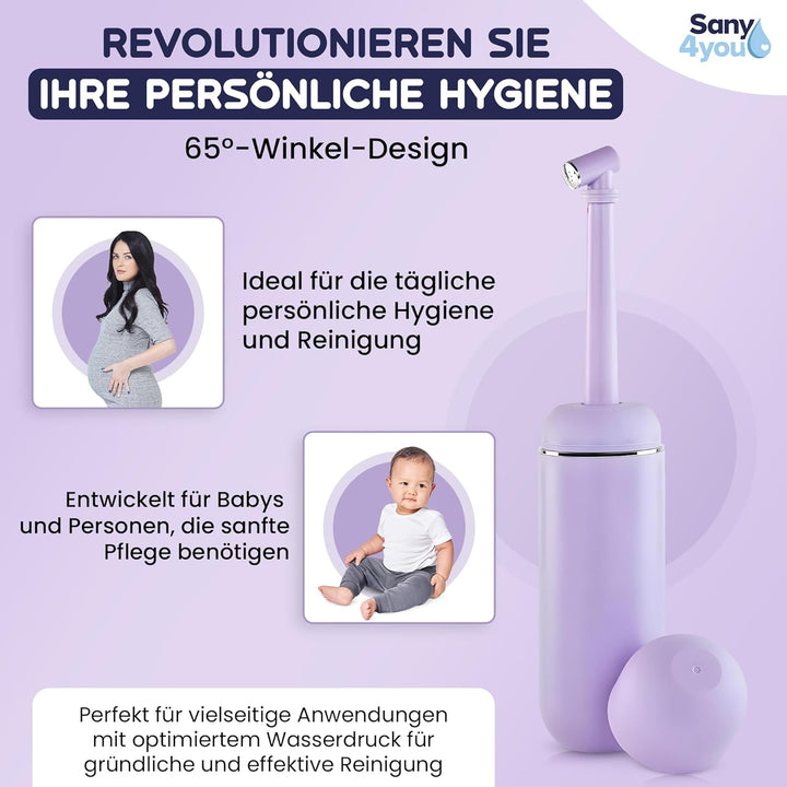 Die moderne Po-Dusche perfekt für unterwegs und zu Hause mit Travel Bag | 380ml | Tragbares Reise Bi