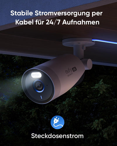 eufy Security eufyCam E330 Überwachungskamera aussen 4 Set, 4K, 24/7 Aufnahme, Netzstrombetrieben, W