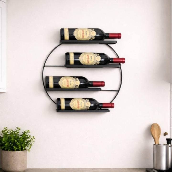 DanDiBo Weinregal Metall Wand Schwarz Andante Rund Flaschenregal 96212 Flaschenhalter Wandmontage Mo