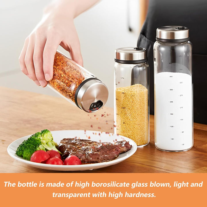 4 Stück Gewürzgläser mit Drehdeckel 300ml Gewürzstreuer Glas 16.5x6 cm Luftdicht Gewürzdosen mit 4 A