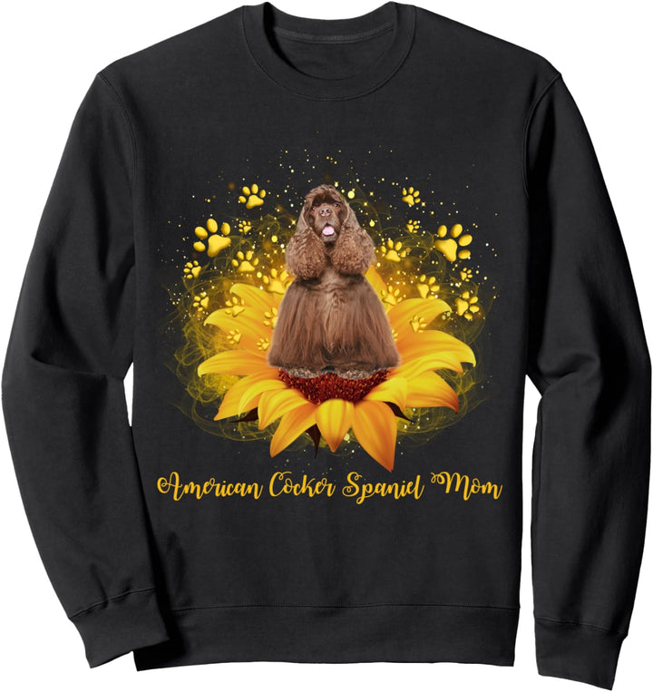 American Cocker Spaniel Mom Sunflower Dog Paw Mother's Day Sweatshirt