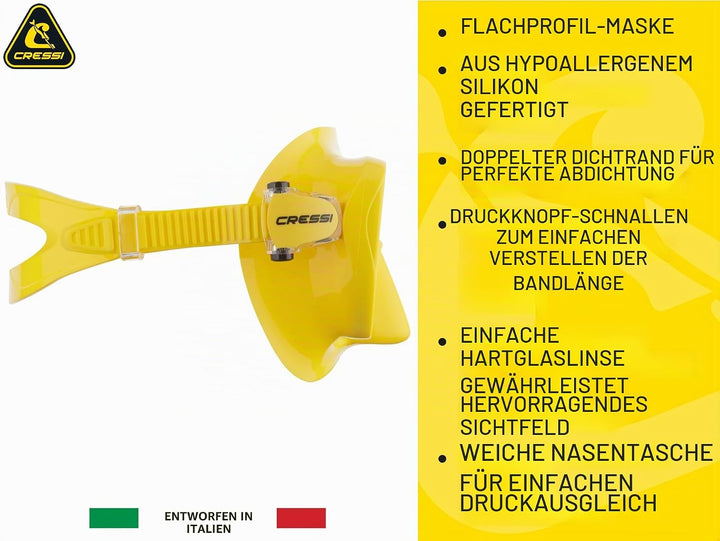 Cressi F1 - Rahmenlose Maske oder Rahmenlose Maske + Schnorchel Dry Combo Set zum Tauchen und Schnor