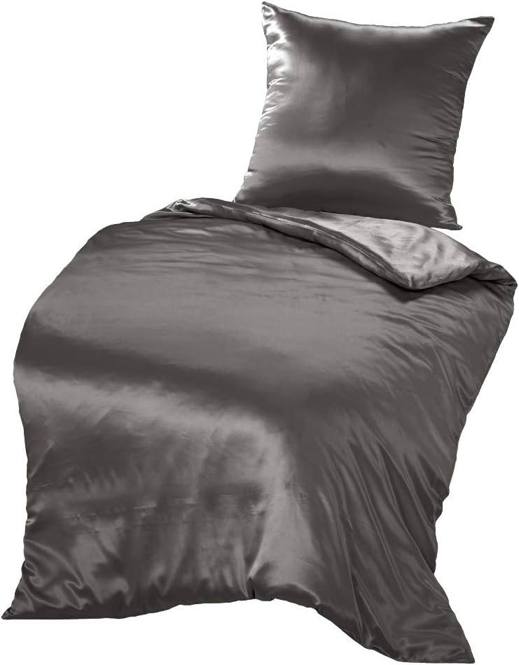 THXSILK Seidenbettwäsche Set 2 teilig, Bettbezug 155 x 220 cm und 80 x 80 cm Kissenbezug, Hypoallerg