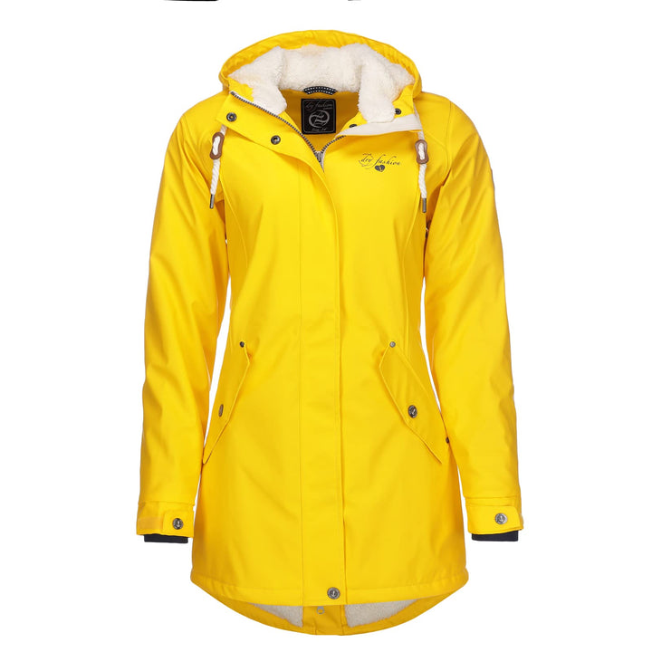 Dry Fashion Damen Regenmantel Malmö - Frauen Regenjacke Jacke mit Kapuze Lang Winddicht Wasserdicht