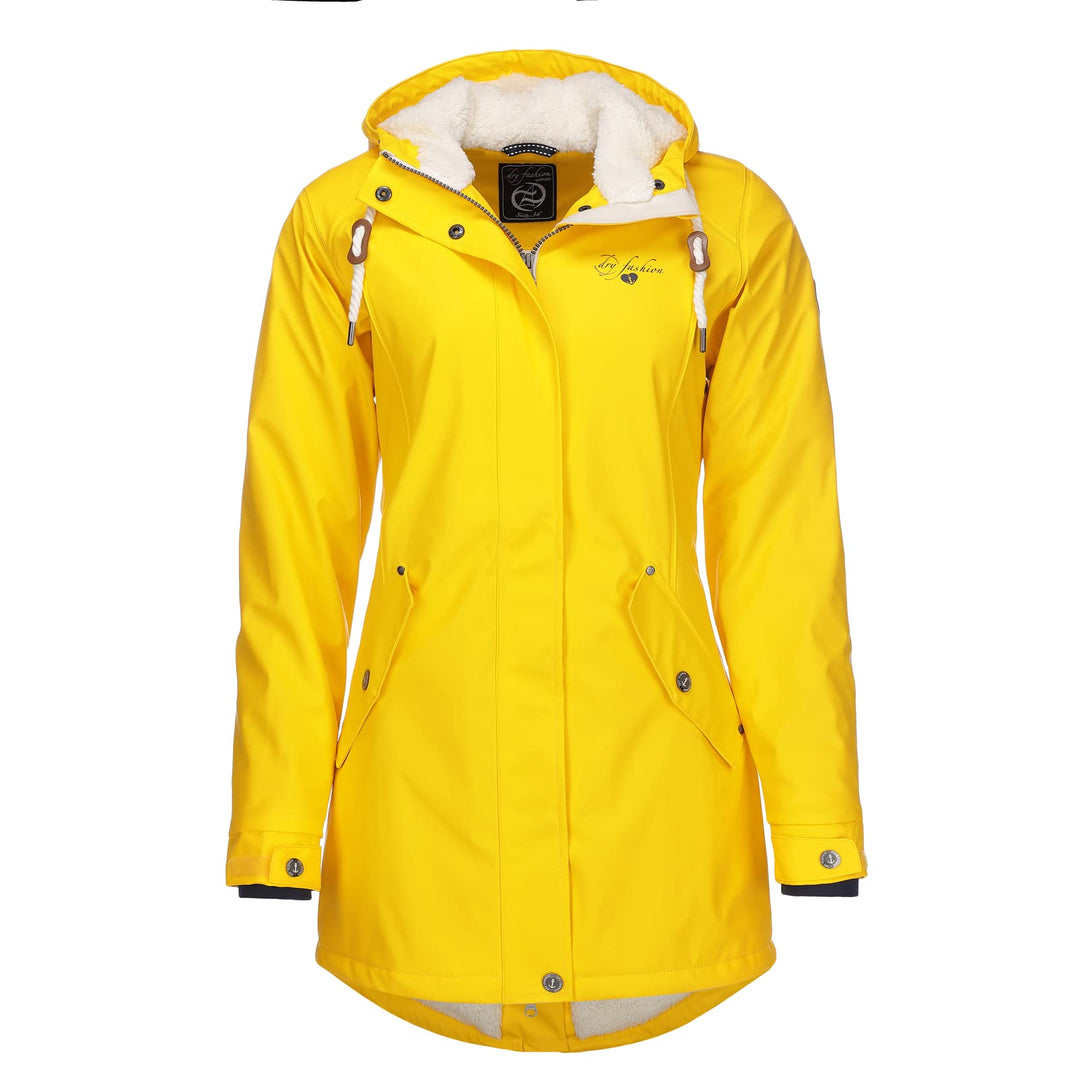 Dry Fashion Damen Regenmantel Malmö - Frauen Regenjacke Jacke mit Kapuze Lang Winddicht Wasserdicht