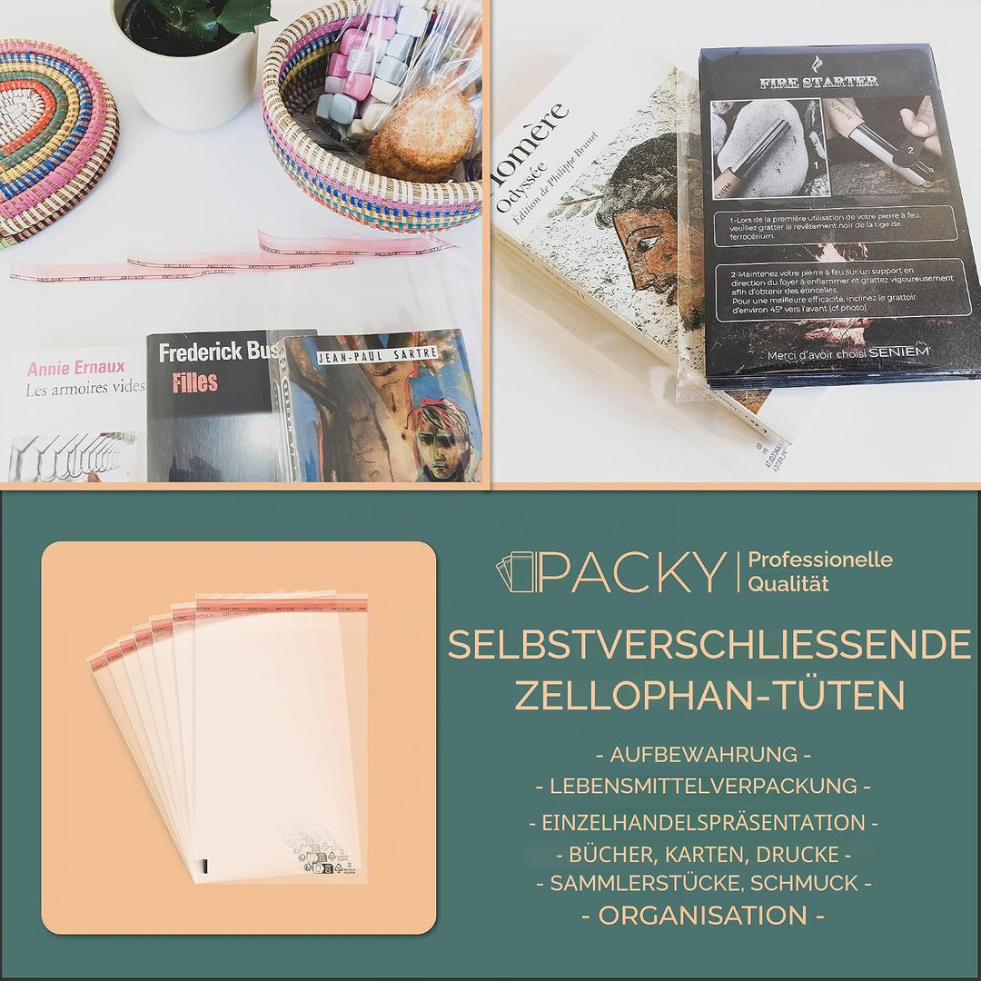 PACKY - Cellophantüten Selbstklebend - Zellophantüten Klein Oder Gross - Folienbeutel Selbstklebend