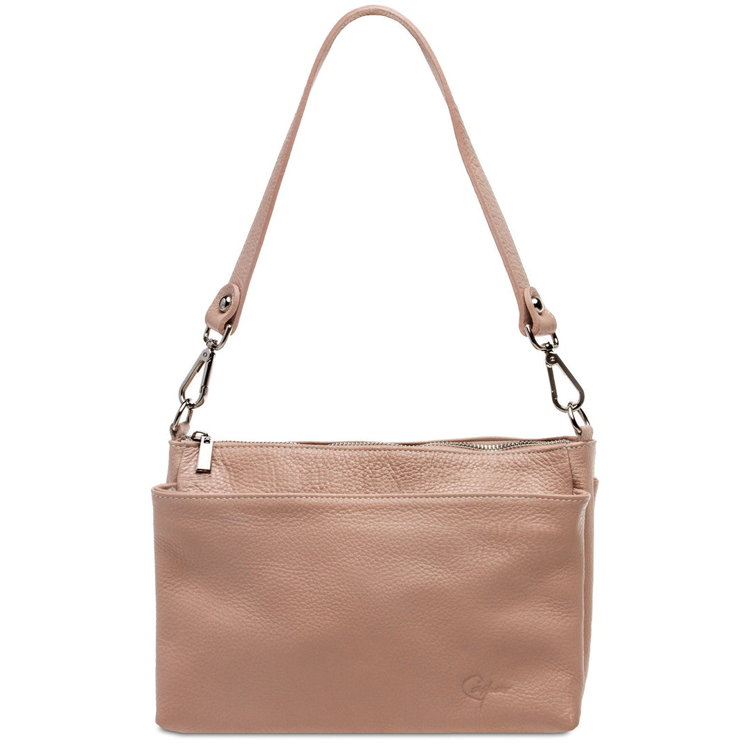 Caspar TL787 klassisch elegante Damen Lederhandtasche Einheitsgrösse Rosa, Einheitsgrösse Rosa